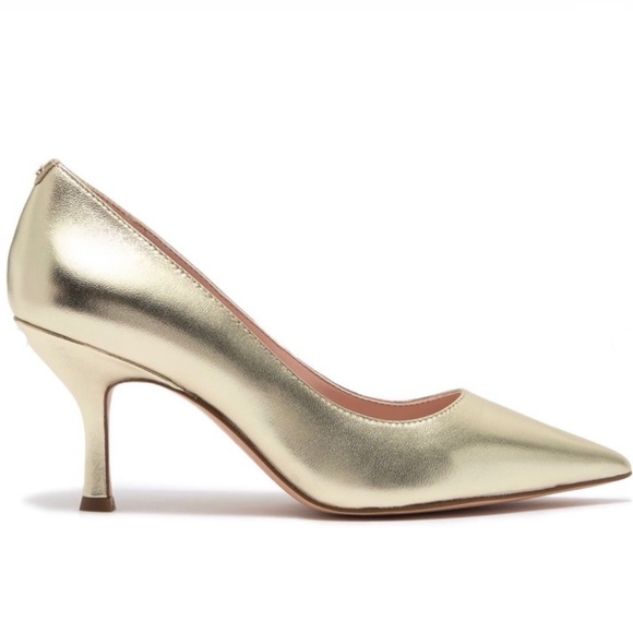 Kate Spade Sonia Gold Leather Pointed Toe Pumps Stiletto Heels Dress Shoes 8.5 - Picture 4 of 16